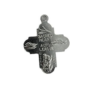 Vintage Sacred Heart Auto League crucifix pendant Japan 1960